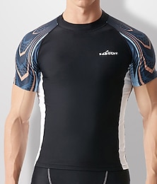 abordables -Hombre Camiseta Protección Solar Surf Camiseta de Baño Protección solar UV UPF50+ Secado rápido Manga Corta Protección para Erupciones Camiseta Natación Surf Playa Deportes acuáticos Impreso Verano