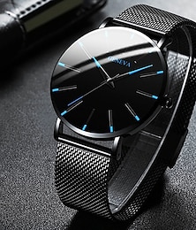 cheap -Geneva Quartz Watch for Men Minimalist Ultra Thin Stainless Steel Watch Stylish Men's Watch Business Casual Quartz Watch