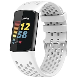 billige -Reim til Smartklokke Kompatibel med Fitbit Charge 5 Myk silikon Smartklokke Stropp Vanntett Justerbar Pustende Sportsrem Erstatning Armbånd