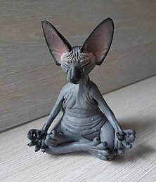 economico -nuovo gatto figurine sfinge meditazione statua yoga animale gatto meditare arte scultura micro decorazione giardino casa ufficio ornamento