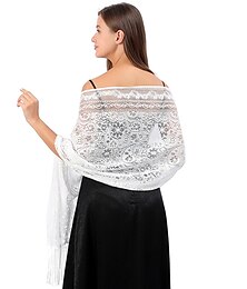 cheap -Shawl & Wrap Shawls Women‘s Wrap Elegant Bridal Sun Protection Sleeveless Lace Fall Wedding Wraps With Lace For Wedding Summer