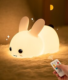 billige -led kanin nattlys søt silikon touch fjernkontroll dimmes dyr tegneserie nattlyssusb oppladbart barn følgesvenn sove lys baby nattbord soverom leke gave bordlampe