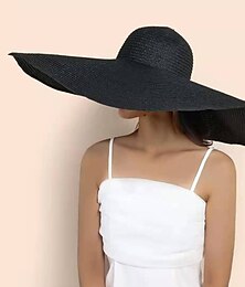 abordables -Mujer Gorro para el Sol Sombrero de Paja Hebra Boho Estilo playero