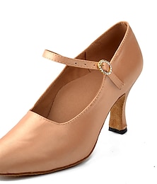 ieftine -Pentru femei Sală Dans Pantofi Moderni Pantofi de caracter Performanță Interior Vals Călcâi Culoare solida Toc Înalt Vârf ascuțit Curea Gleznă Adulți Alb Migdală