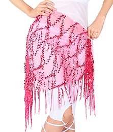 billige -Magedans Dansetilbehør Belte Glimmer Dusk Ren Farge Dame Ytelse Trening Høy Polyester Paljetter