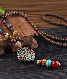 cheap -1PC Pendant Necklace Beaded Necklace For Men's Women's Synthetic Ruby Red Party Evening Street Gift Wooden Resin Alloy Beads Animal