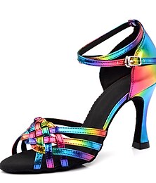 cheap -Women's Latin Shoes Dance Shoes Indoor Performance ChaCha Sparkling Shoes Heel Flower High Heel Peep Toe Cross Strap Adults' Rainbow