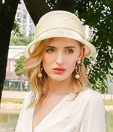 voordelige -elegante zoete vlas fascinators / hoeden met strik / pure kleur 1pc bruiloft / feest / avondhoofddeksel