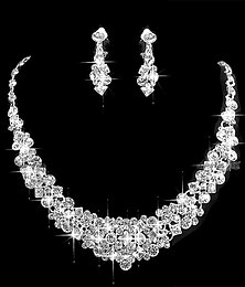 economico -I monili nuziali 1 set Chiaro Lega Orecchini Collane Per donna Semplice Di tendenza Romantico geometrico Tonda Parure di gioielli Per Matrimonio Fidanzamento