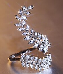お買い得  -1個 調節可能なリング For 女性用 キュービックジルコニア クリア 贈り物 日常 ワーク ジルコン 銅 リーフ