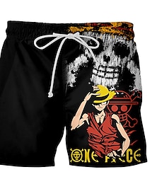 baratos -One Piece Monkey D. Luffy Portgas D. Ace Beach Shorts Board Shorts Back To School Anime Harajuku Graphic Kawaii For Couple's Men's Women's Adults' Back To School Hot Stamping