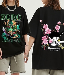 billiga -One Piece Roronoa Zoro T-shirt Animé Tecknat Anime Harajuku Grafisk Söt T-shirt Till Par Herr Dam Vuxna Varmstämpling
