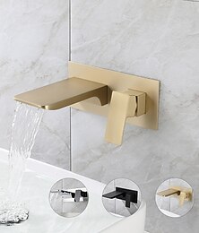 abordables -robinet de lavabo de salle de bain - montage mural / cascade galvanisé / or brossé / finitions peintes en noir monter à l'intérieur des robinets de bain montés au mur