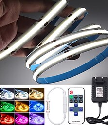 billige -2~5m cob led strip lys 640/960/1600 lysdioder 10mm varm hvit rød blå gul 12v for underskap sminkespeil soverom kjøkken