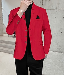 economico -Giacca Blazer da Uomo Giacca Sportiva Sportiva Casual di Colore Nero Bianco Rosso Vestibilità Regolare