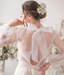 economico -Stole da donna Bolero Voiles & Strati Nuziale Manica lunga Organza Stole da matrimonio Con Fiocco (fiocchi) Per Matrimonio Per tutte le stagioni