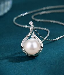 preiswerte -Halskette Perlen Künstliche Perle Zirkonia Damen Modisch Einfach Klassisch lieblich Hochzeit Geometrische Form Modische Halsketten Für Party Geschenk