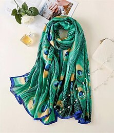 Недорогие -1 шт. новые мягкие шелковые шали с павлиньим пером, женские платки, модные солнцезащитные женские шарфы, хиджаб, платок, сумка, шарфы