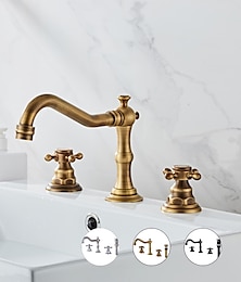 cheap -Bathroom Sink Faucet,Widespread Two Handle Three Holes, Brass Chrome Bathroom Sink Faucet Contain with Supply Lines and Drain Plug and Hot/Cold Switch