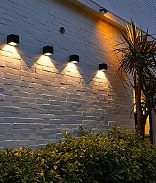 זול -2 יחידות אורות קיר סולארית אור גדר חיצוני לגן פטיו מרפסת חצר וילה מרפסת קישוט חצר אווירה מנורת קיר עמיד למים