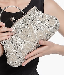 abordables -Pochette de soirée blanche en perles pour femme – sac à main vintage brodé de sequins pour mariages, événements officiels et cocktails