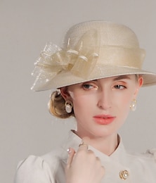 economico -Cappelli Eleganti per Signore con Fiori  Colore Puro  Pizzo Laterale 1PC Casual  Tea Party  Coppa di Melbourne Copricapo per impressionare Cappelli Abito per il Giorno delle Corse