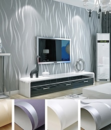 voordelige -cool wallpapers muurschildering effen kleur wit grijs goud behang verwijderbaar achtergrondbehang vliesbehang voor huisdecoratie waterdicht materiaal woondecoratie 53*950cm