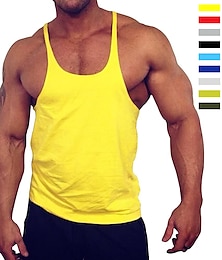 cheap -Men's Running Tank Top Workout Tank Sleeveless Tank Top Casual Summer Cotton Breathable Quick Dry Soft Yoga Fitness Gym Workout Sportswear Activewear Crimped Army Green Crimped Sky Blue Crimped Royal
