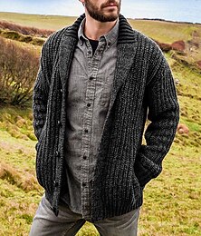 billige -Herre Genser Cardigan Genser Beskjærte genser Strikketøy Strikke Strikket Buet Moderne Moderne Hverdag Avslappet Klær Vår Høst Blå Rød S M L