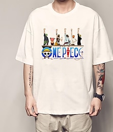 billiga -One Piece Monkey D. Luffy T-shirt Animé Tecknat Anime Harajuku Grafisk Söt Till Par Herr Dam Vuxna Maskerad Tillbaka till Skolan Varmstämpling