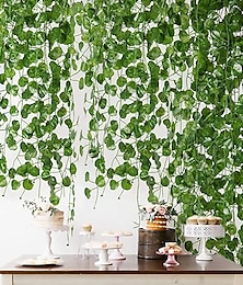 ieftine -12 bucăți frunze artificiale de viță de vie 220 cm/87“ frunze artificiale decor de perete de viță de vie petrecere de nuntă viță de vie decorativă, flori false pentru nuntă arc grădină perete acasă