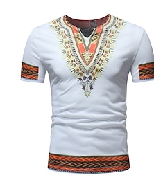billige -Herre T-skjorte Moderne afrikanske antrekk Afrikansk trykk Dashiki Maskerade Voksen T-Trøye Fest
