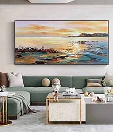 abordables -main peinture à l'huile toile mur art décoration abstrait paysage marin peinture coloré bord de mer coucher de soleil pour la décoration intérieure roulé sans cadre non étiré peinture
