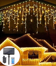 billige -led gardinlys solenergi 3x0.5m 4mx0.6m 5x0.8 24v lavspenningsfjernkontroll solenergi plug-in dual-purpose string light Thanksgiving jul utendørs fest hage dekorasjon fe lys gypsophila 1 sett