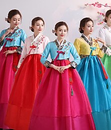 billige -Dame Kjoler hanbok Koreansk traditionel Maskerade Voksne Top Nederdel Fest