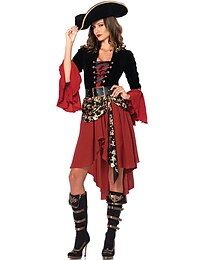 abordables -Femme Pirate Costume de Cosplay Tenue Pour Mascarade Adulte Robe Ceinture Résille