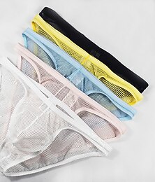お買い得  -男性用 1パック セクシーなパンティー ブリーフ ベーシック ポリエステル ピュアカラー ローウエスト プラスサイズ ライトブルー ブラック
