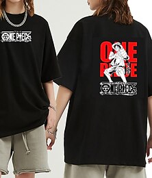 billiga -One Piece Monkey D. Luffy T-shirt Animé Tecknat Anime Harajuku Grafisk Söt T-shirt Till Par Herr Dam Vuxna Varmstämpling