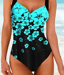 cheap -Women's Swimwear One Piece Monokini Bathing Suits Normal Swimsuit Floral Floral Print Strap Vacation Beach Wear Bathing Suits