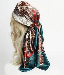 economico -1 pz 90*90 cm catena di moda sciarpe di stampa delle donne scialle di raso hijab femminile bandana piazza delle signore foulard wrap pareo copricapo