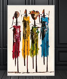 お買い得  -ミンチュラ手作りアフリカ人油絵キャンバス壁アート装飾現代抽象絵画家の装飾のためのロールフレームレスストレッチされていない絵画