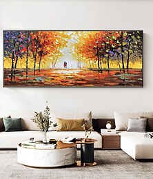 お買い得  -手作りの油絵キャンバス壁アート装飾抽象的なカラフルなカップルの絵画家の装飾のための抽象的な風景画ロールフレームレスストレッチされていない絵画