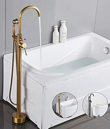 economico -rubinetto per vasca da bagno vintage montaggio a pavimento, miscelatore per riempimento vasca da bagno indipendente con doccetta a mano, rubinetto per doccia con beccuccio ad arco alto girevole a 360°