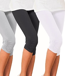 economico -Per donna Pantaloni da yoga Protezione solare Fasciante in vita Sollevamento dei glutei Vita alta Yoga Fitness Allenamento in palestra Leggings capri Pantaloni Lilla Nero Bianco Gli sport