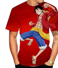 billiga -One Piece Monkey D. Luffy T-shirt Animé Tecknat Anime 3D 3D Harajuku Grafisk Till Par Herr Dam Vuxna Tillbaka till Skolan 3D-utskrift
