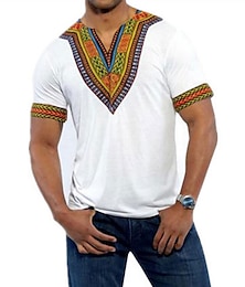billige -Herre T-skjorte Moderne afrikanske antrekk Afrikansk trykk Dashiki Maskerade Voksen T-Trøye Fest