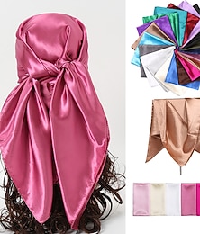 economico -1 pz 90*90 cm colori solidi fazzoletto da collo sciarpa del hijab per le donne raso di seta della fascia dei capelli sciarpe femminile scialli quadrati testa sciarpe per le signore