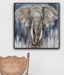 お買い得  -手作りの油絵キャンバスウォールアートの装飾家の装飾のための現代の動物のテクスチャ象ロールフレームレスストレッチされていない絵画