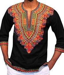 זול -בגדי ריקוד גברים חולצת טי תלבושות אפריקאיות מודרניות הדפס אפריקאי דאשיקי נשף מסכות מבוגרים טי שירט מפלגה