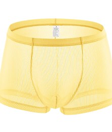 baratos -Homens 1 pacote Cuecas boxer Calcinha sexy Roupa Íntima Básico Poliéster Cor imaculada Cintura Média Azul Claro Preto